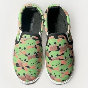 NEW The Mandalorian Grogu Canva Slip-On Shoes Toddler Sz 10 Green Casual Kidcore